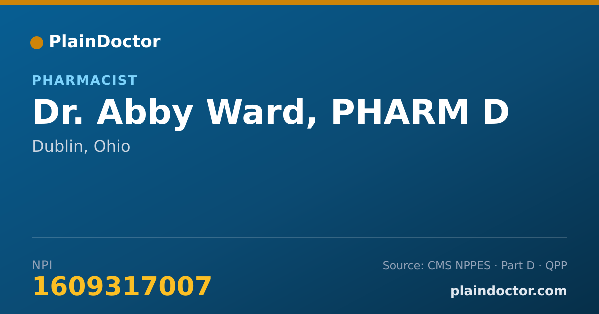 Shareable card for Abby Ward, PHARM D - Pharmacist, Dublin, OH