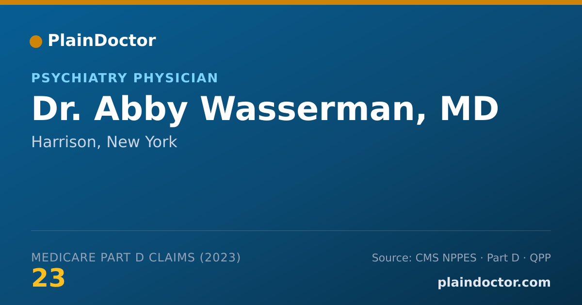 Shareable card for Abby Wasserman, MD - Psychiatry Physician, Harrison, NY