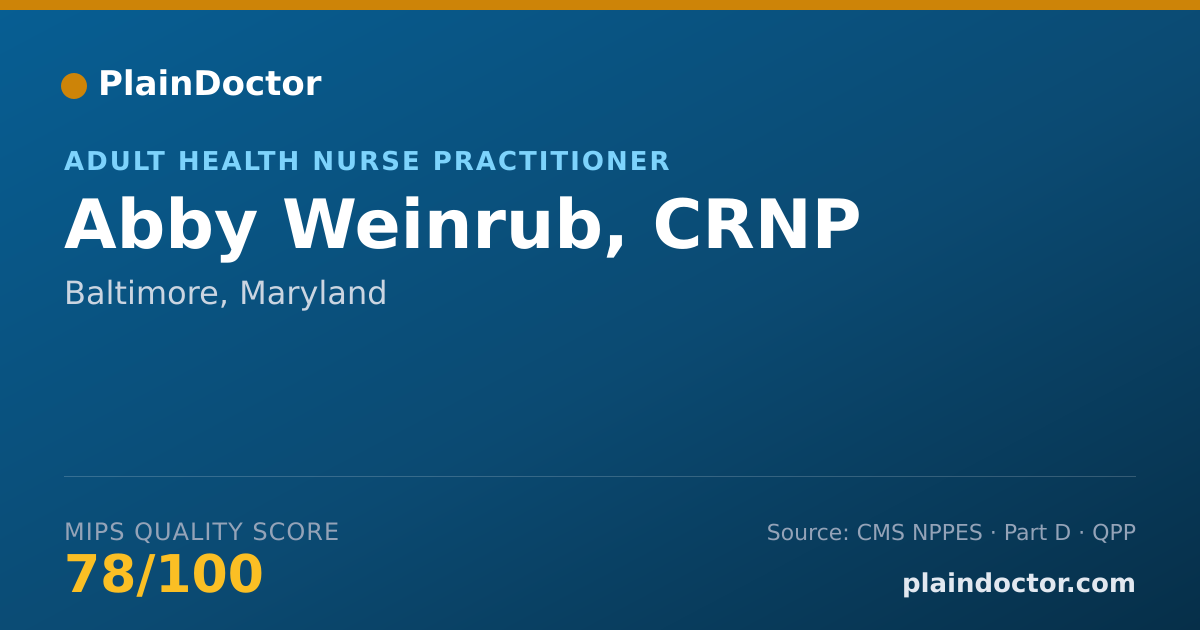 Shareable card for Abby Weinrub, CRNP - Adult Health Nurse Practitioner, Baltimore, MD