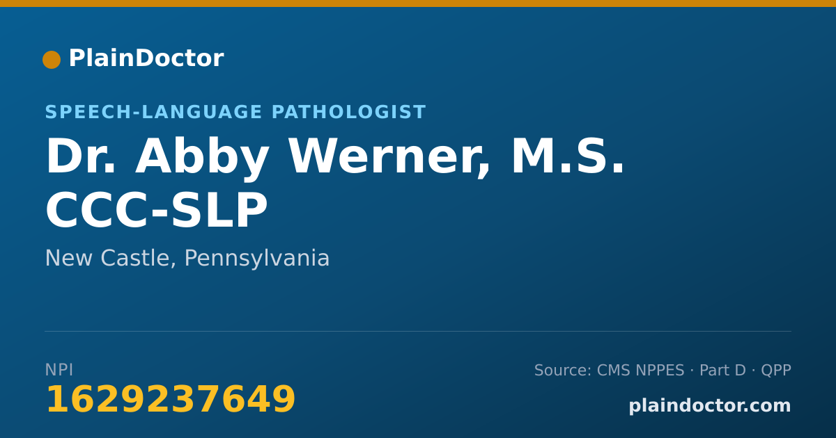 Shareable card for Abby Werner, M.S. CCC-SLP - Speech-Language Pathologist, New Castle, PA