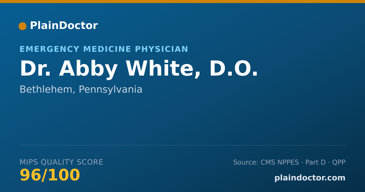 Shareable card for Abby White, D.O. - Emergency Medicine Physician, Bethlehem, PA