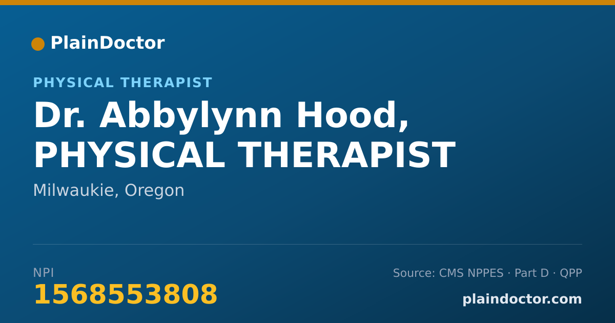 Shareable card for Abbylynn Hood, PHYSICAL THERAPIST - Physical Therapist, Milwaukie, OR