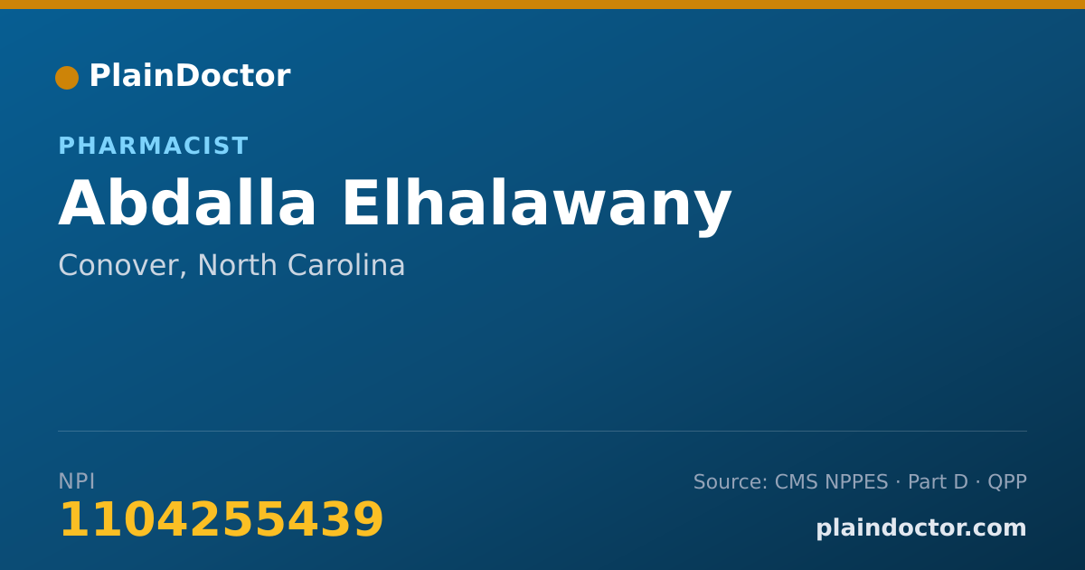 Shareable card for Abdalla Elhalawany - Pharmacist, Conover, NC