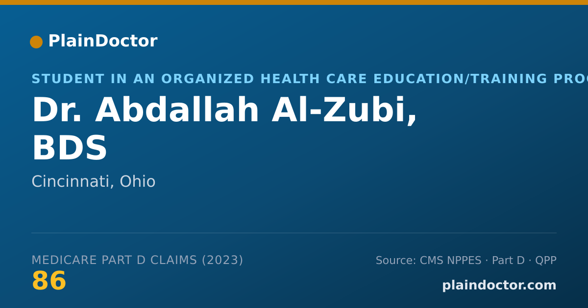 Shareable card for Abdallah Al-Zubi, BDS - Student in an Organized Health Care Education/Training Program, Cincinnati, OH