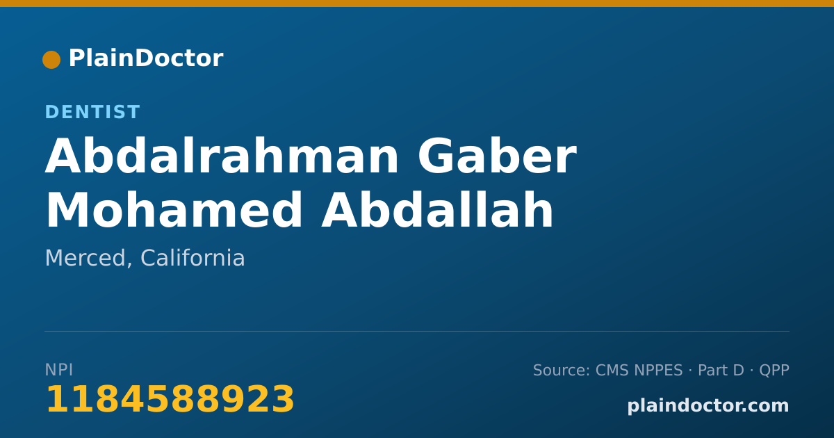 Shareable card for Abdalrahman Gaber Mohamed Abdallah - Dentist, Merced, CA