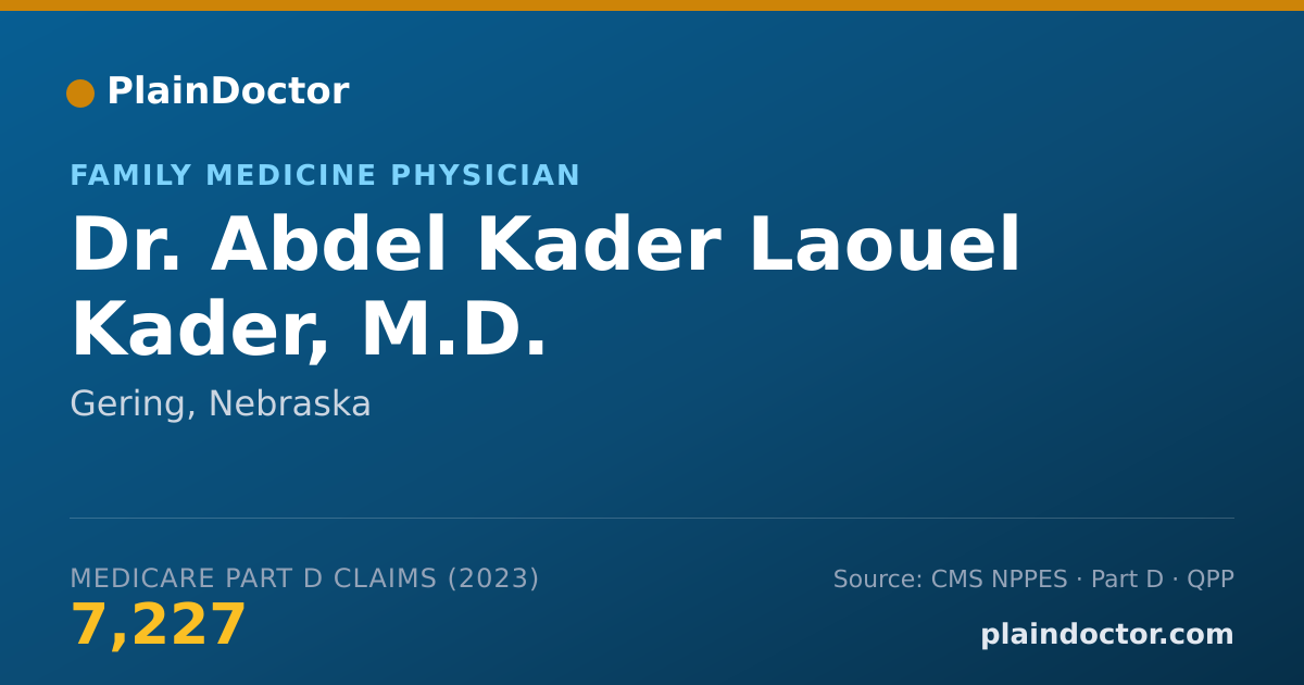Shareable card for Abdel Kader Laouel Kader, M.D. - Family Medicine Physician, Gering, NE