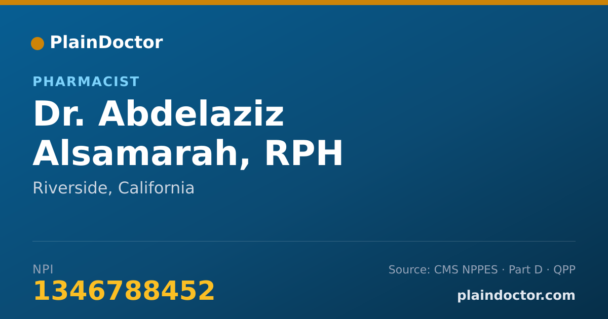 Shareable card for Abdelaziz Alsamarah, RPH - Pharmacist, Riverside, CA