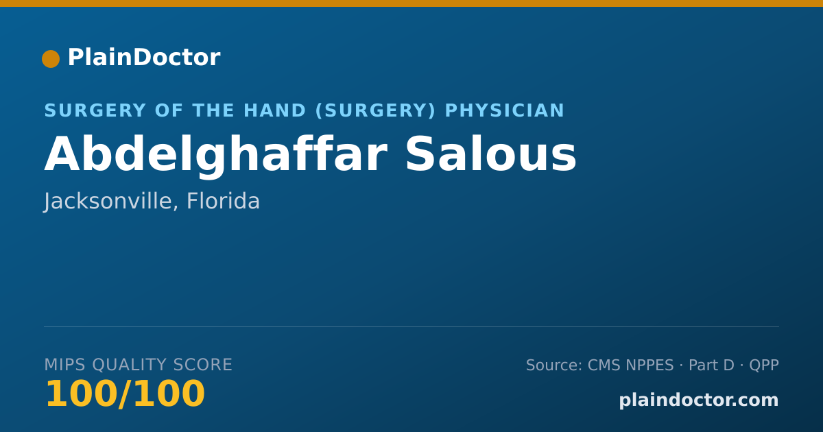 Shareable card for Abdelghaffar Salous - Surgery of the Hand (Surgery) Physician, Jacksonville, FL