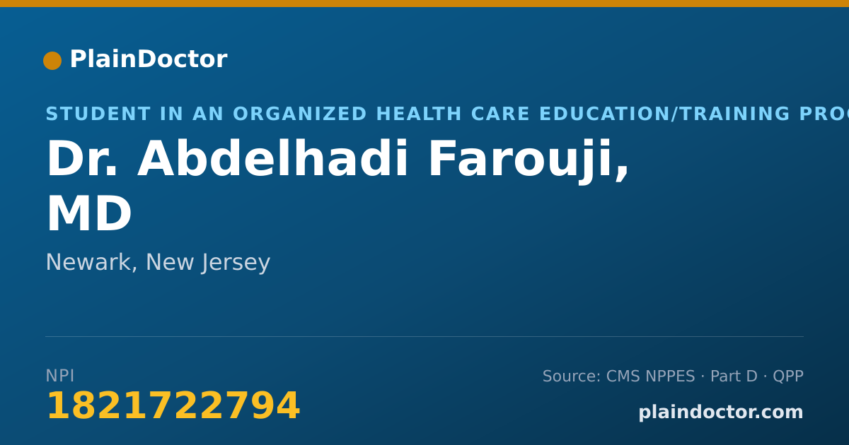 Shareable card for Abdelhadi Farouji, MD - Student in an Organized Health Care Education/Training Program, Newark, NJ