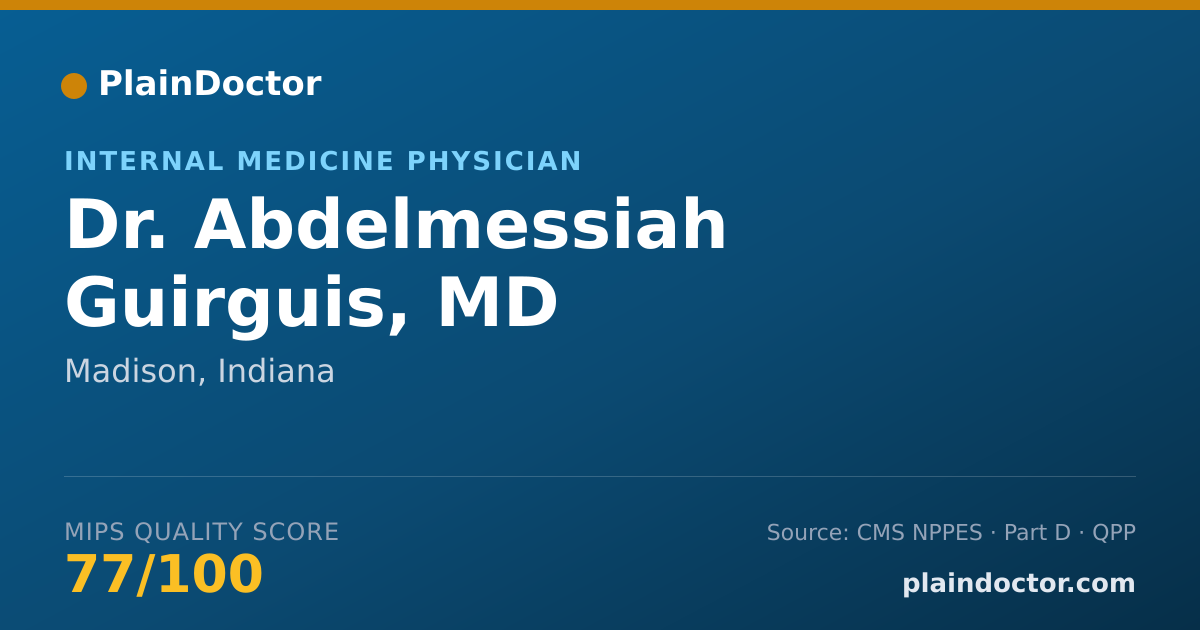 Shareable card for Abdelmessiah Guirguis, MD - Internal Medicine Physician, Madison, IN