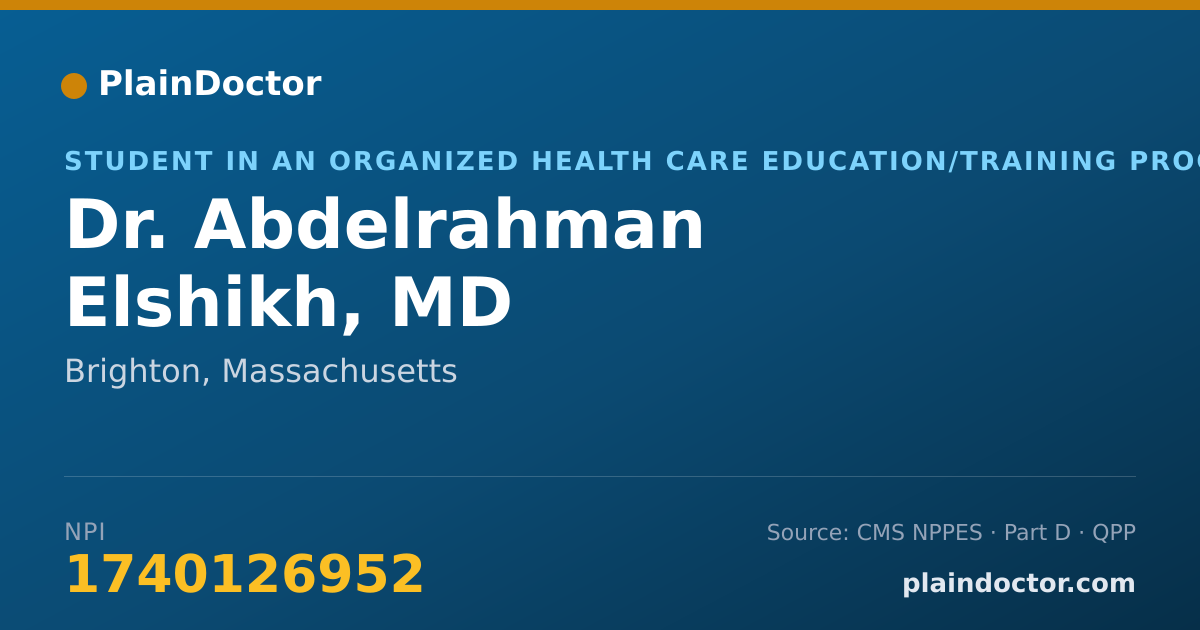 Shareable card for Abdelrahman Elshikh, MD - Student in an Organized Health Care Education/Training Program, Brighton, MA