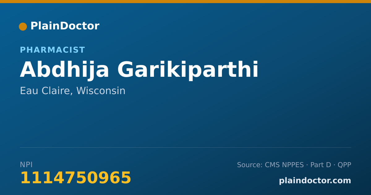 Shareable card for Abdhija Garikiparthi - Pharmacist, Eau Claire, WI