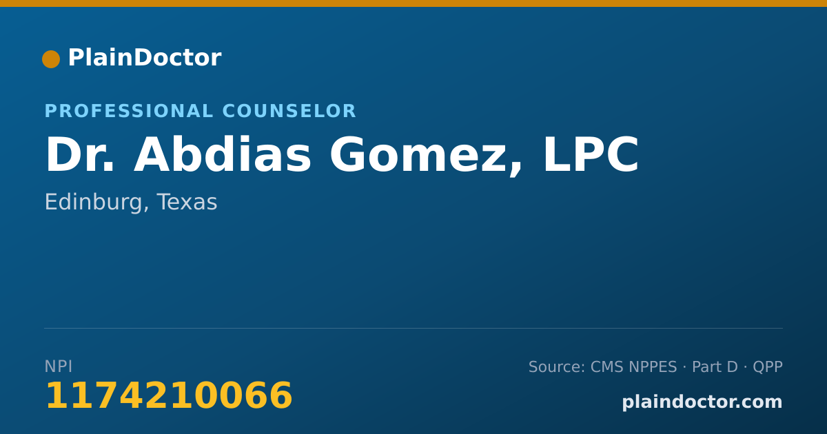 Shareable card for Abdias Gomez, LPC - Professional Counselor, Edinburg, TX