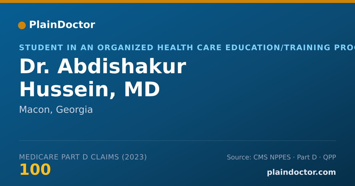 Shareable card for Abdishakur Hussein, MD - Student in an Organized Health Care Education/Training Program, Macon, GA