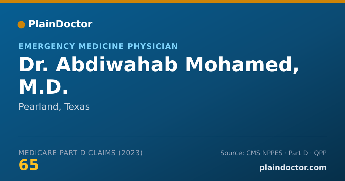 Shareable card for Abdiwahab Mohamed, M.D. - Emergency Medicine Physician, Pearland, TX