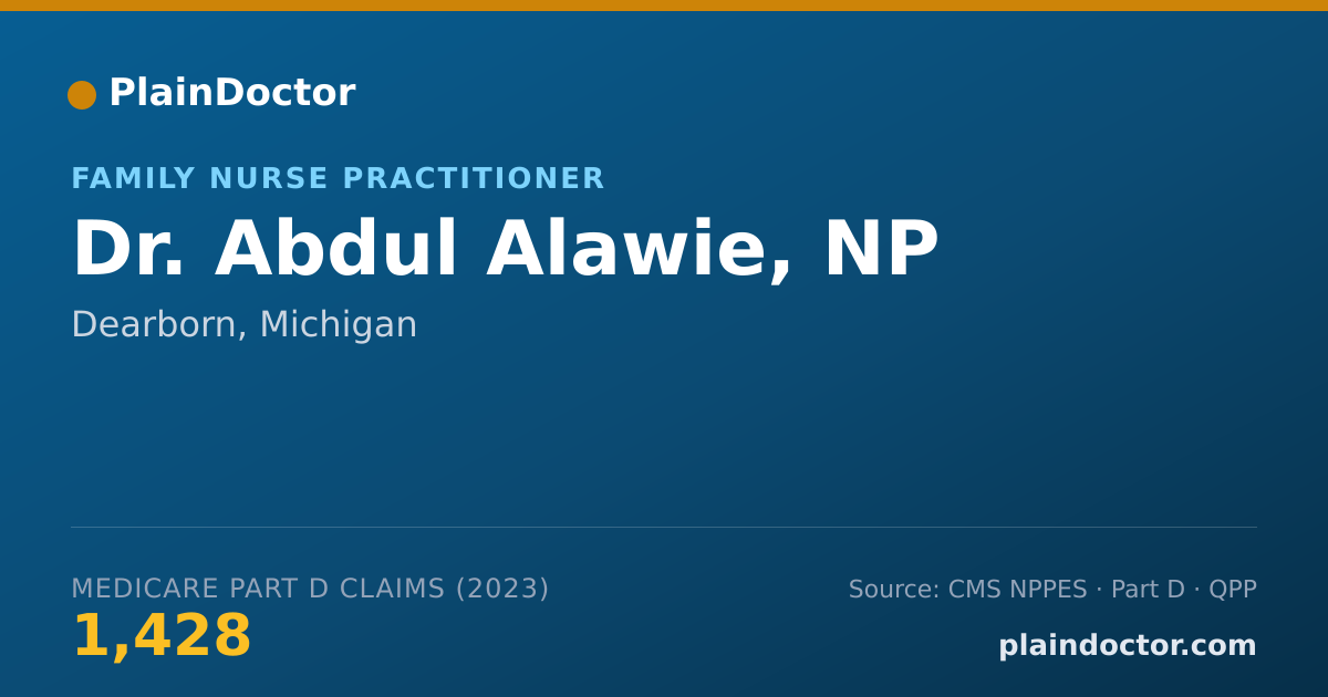 Shareable card for Abdul Alawie, NP - Family Nurse Practitioner, Dearborn, MI