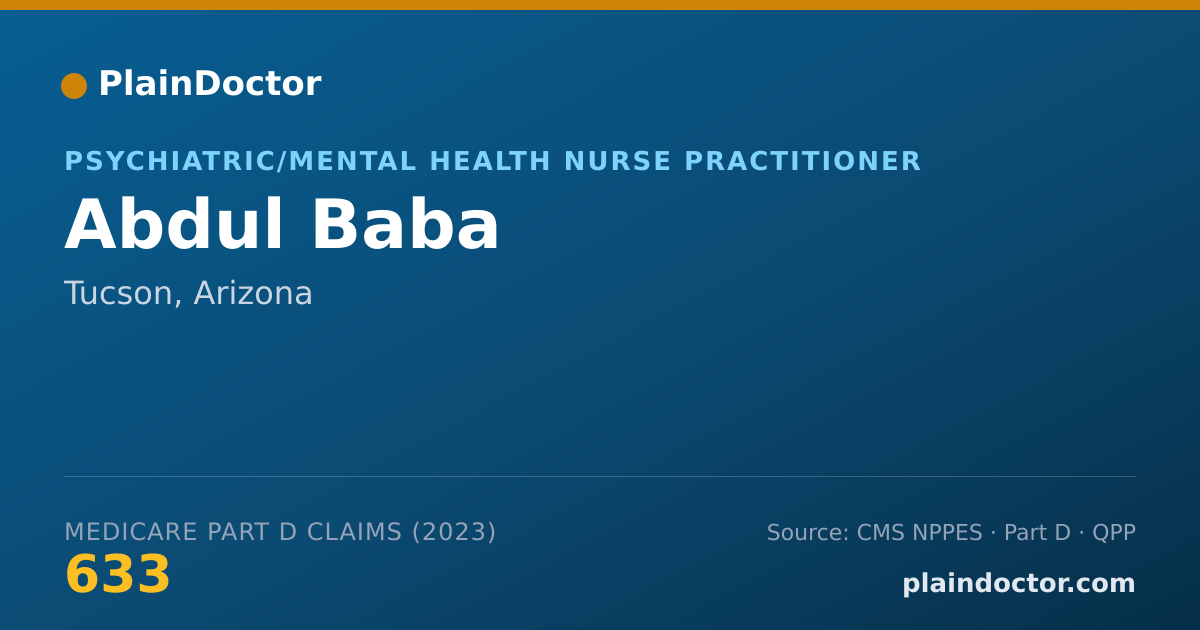 Shareable card for Abdul Baba - Psychiatric/Mental Health Nurse Practitioner, Tucson, AZ