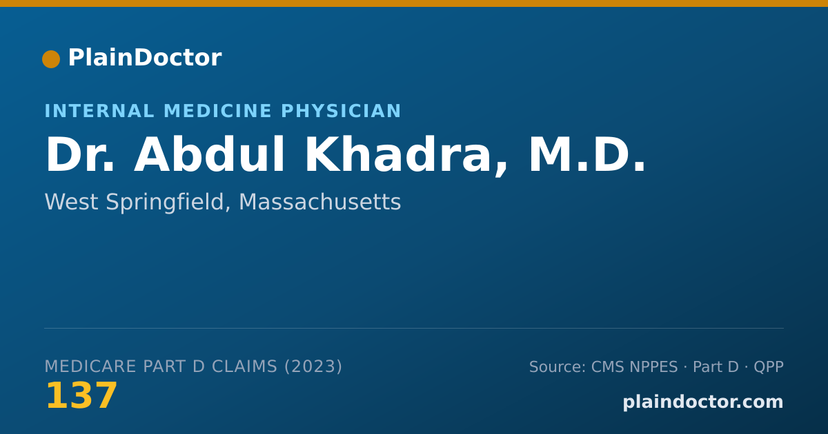 Shareable card for Abdul Khadra, M.D. - Internal Medicine Physician, West Springfield, MA