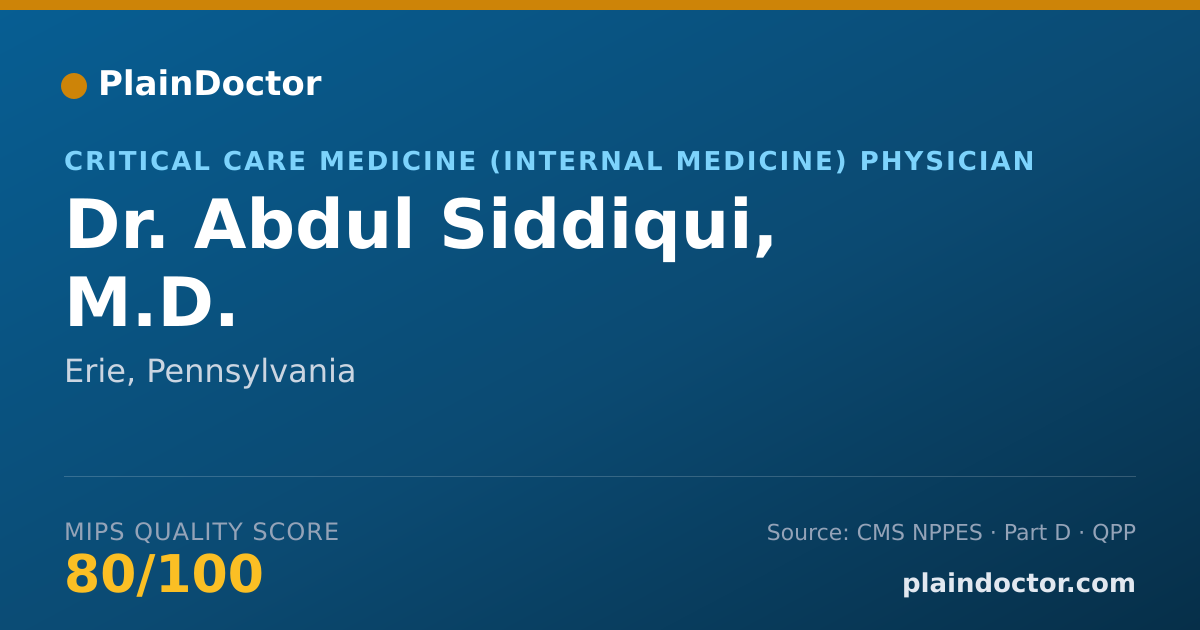 Shareable card for Abdul Siddiqui, M.D. - Critical Care Medicine (Internal Medicine) Physician, Erie, PA