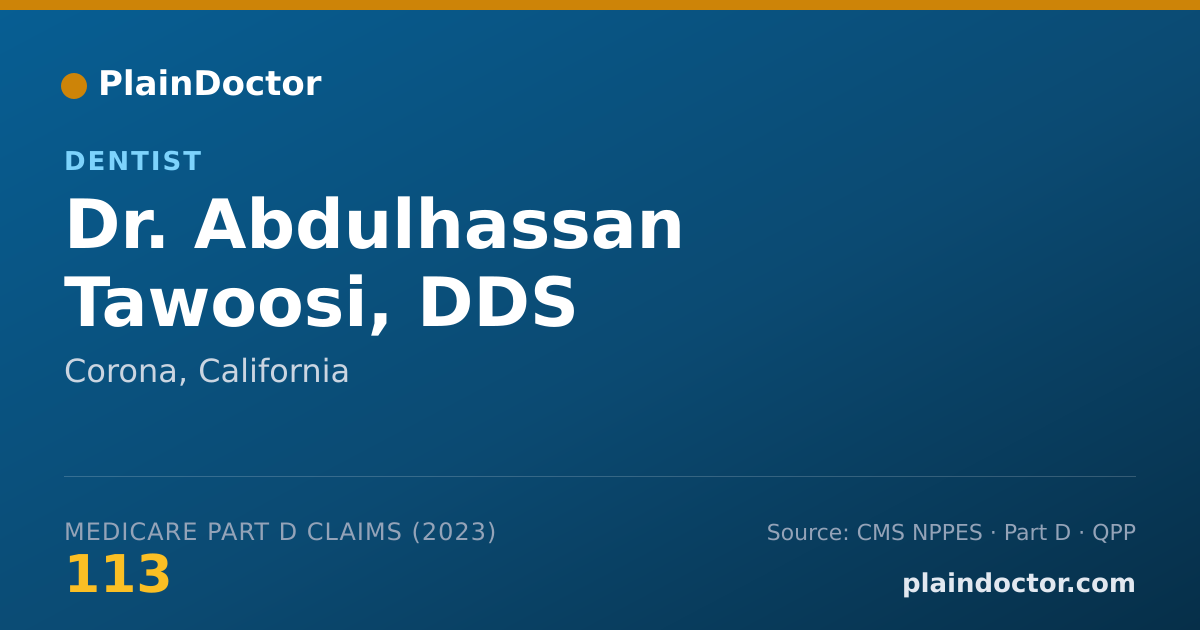 Shareable card for Abdulhassan Tawoosi, DDS - Dentist, Corona, CA