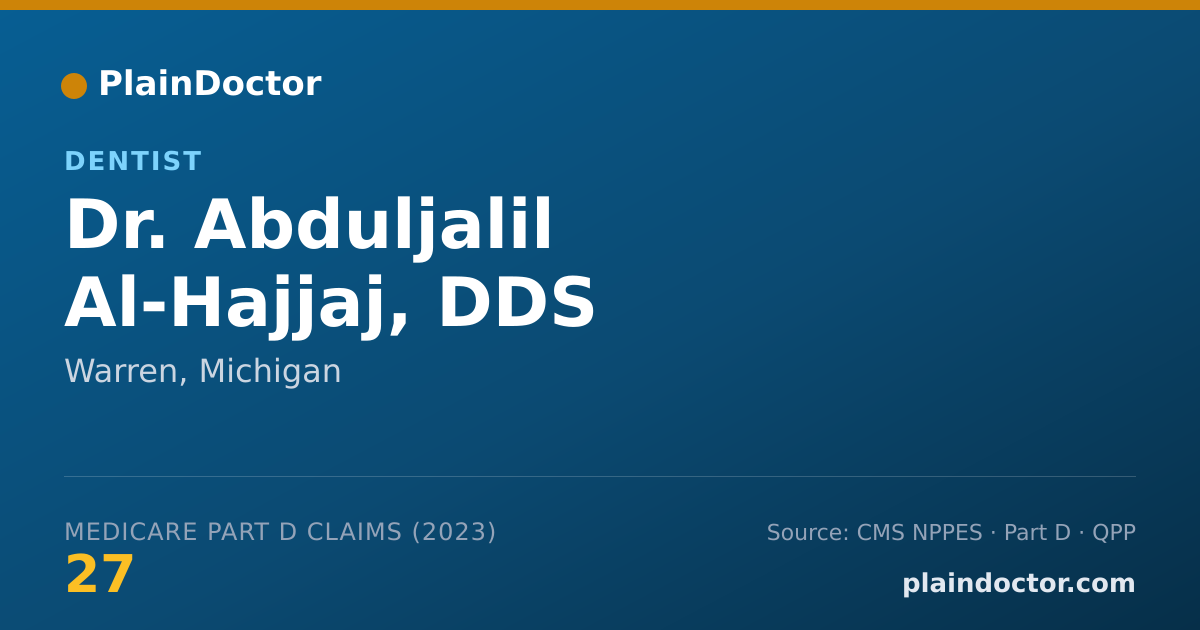 Shareable card for Abduljalil Al-Hajjaj, DDS - Dentist, Warren, MI