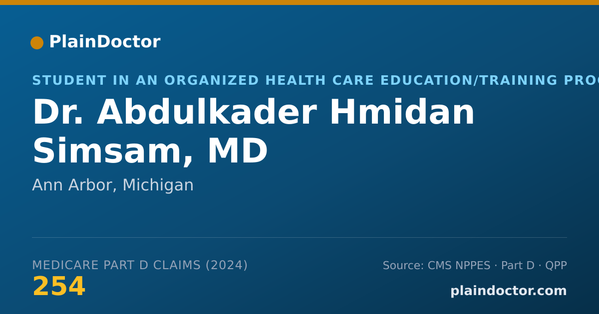 Shareable card for Abdulkader Hmidan Simsam, MD - Student in an Organized Health Care Education/Training Program, Ann Arbor, MI