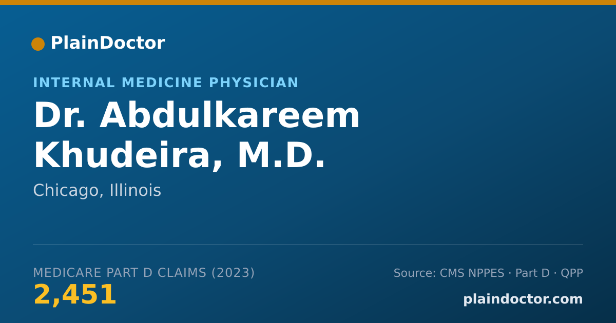 Shareable card for Abdulkareem Khudeira, M.D. - Internal Medicine Physician, Chicago, IL