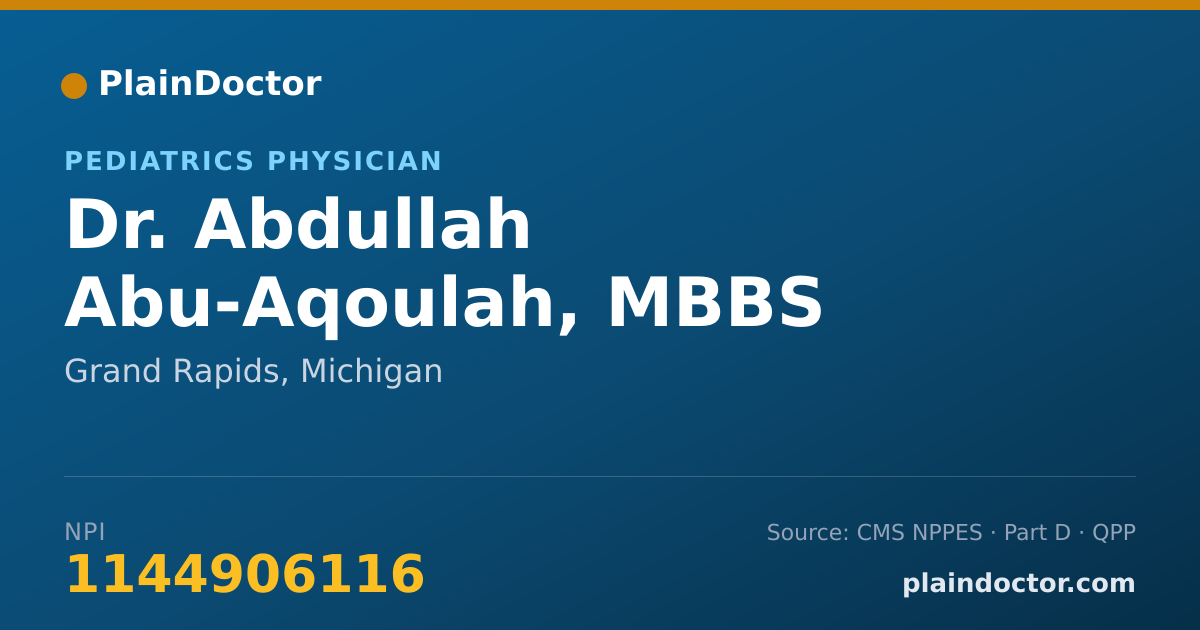 Shareable card for Abdullah Abu-Aqoulah, MBBS - Pediatrics Physician, Grand Rapids, MI
