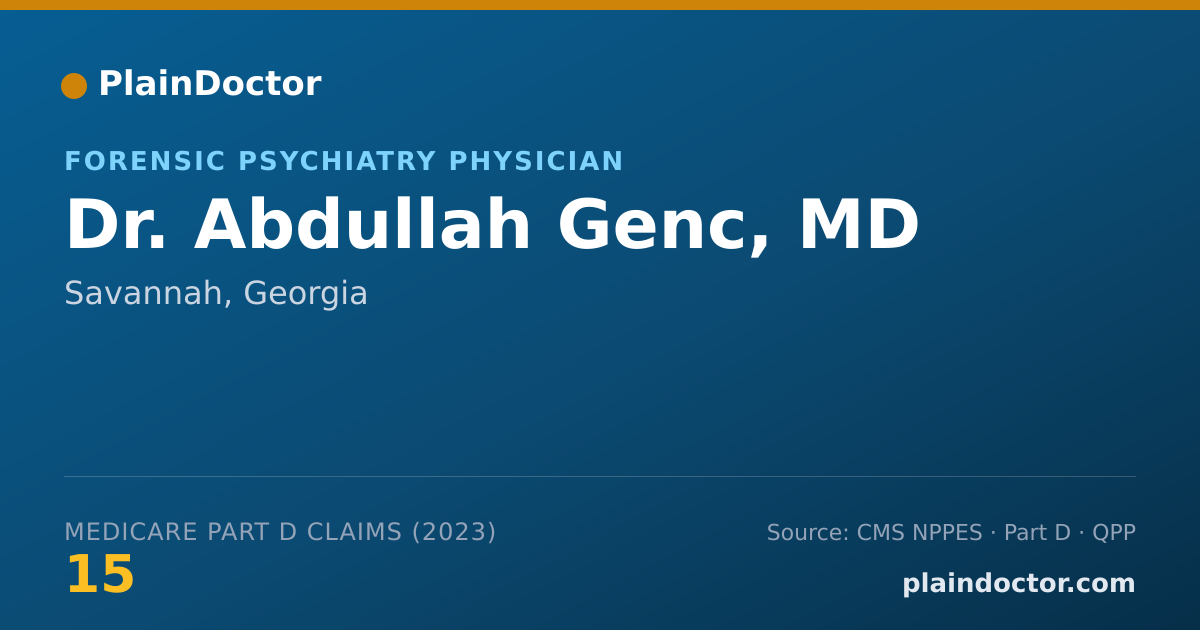 Shareable card for Abdullah Genc, MD - Forensic Psychiatry Physician, Savannah, GA