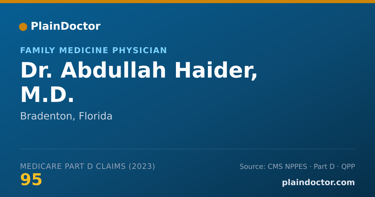 Shareable card for Abdullah Haider, M.D. - Family Medicine Physician, Bradenton, FL