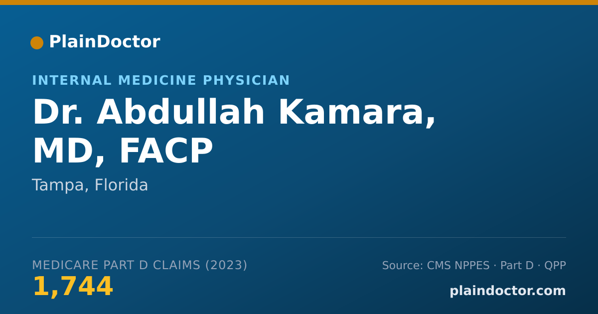 Shareable card for Abdullah Kamara, MD, FACP - Internal Medicine Physician, Tampa, FL