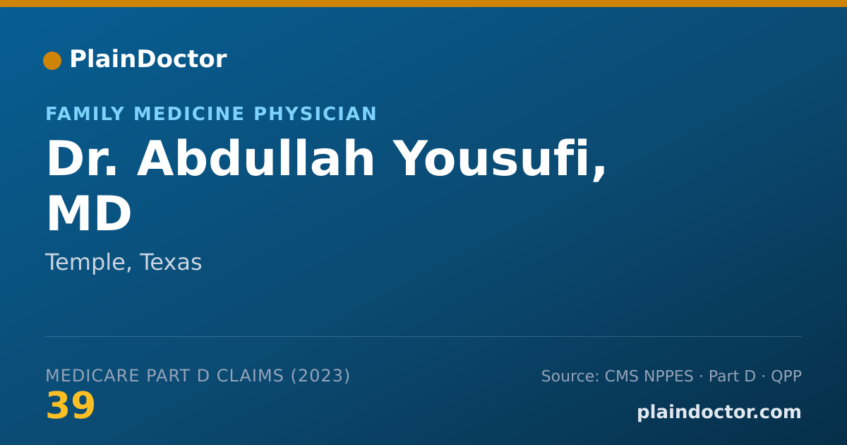 Shareable card for Abdullah Yousufi, MD - Family Medicine Physician, Temple, TX