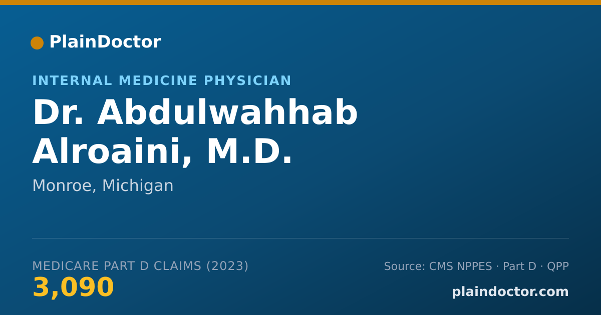 Shareable card for Abdulwahhab Alroaini, M.D. - Internal Medicine Physician, Monroe, MI