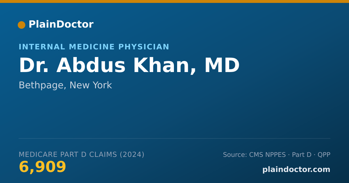 Shareable card for Abdus Khan, MD - Internal Medicine Physician, Bethpage, NY