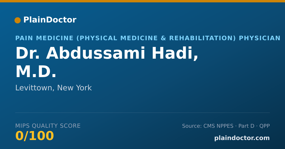 Shareable card for Abdussami Hadi, M.D. - Pain Medicine (Physical Medicine & Rehabilitation) Physician, Levittown, NY