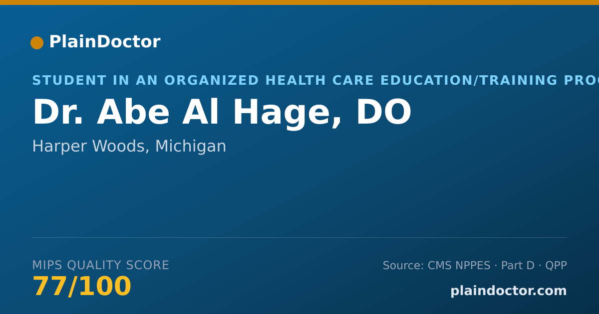 Shareable card for Abe Al Hage, DO - Student in an Organized Health Care Education/Training Program, Harper Woods, MI