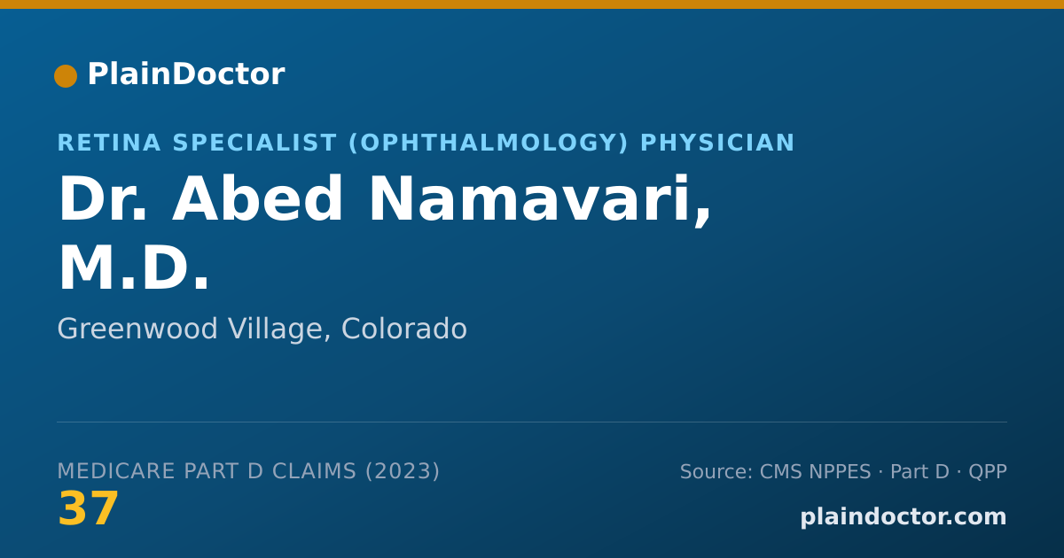 Shareable card for Abed Namavari, M.D. - Retina Specialist (Ophthalmology) Physician, Greenwood Village, CO