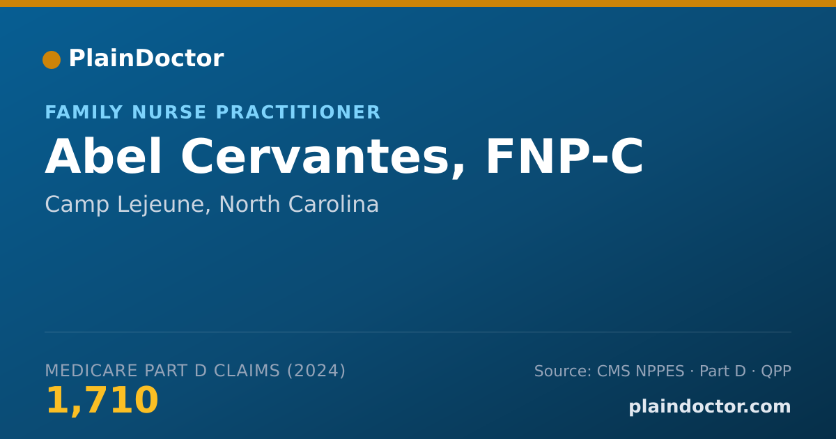 Shareable card for Abel Cervantes, FNP-C - Nurse Practitioner, Camp Lejeune, NC