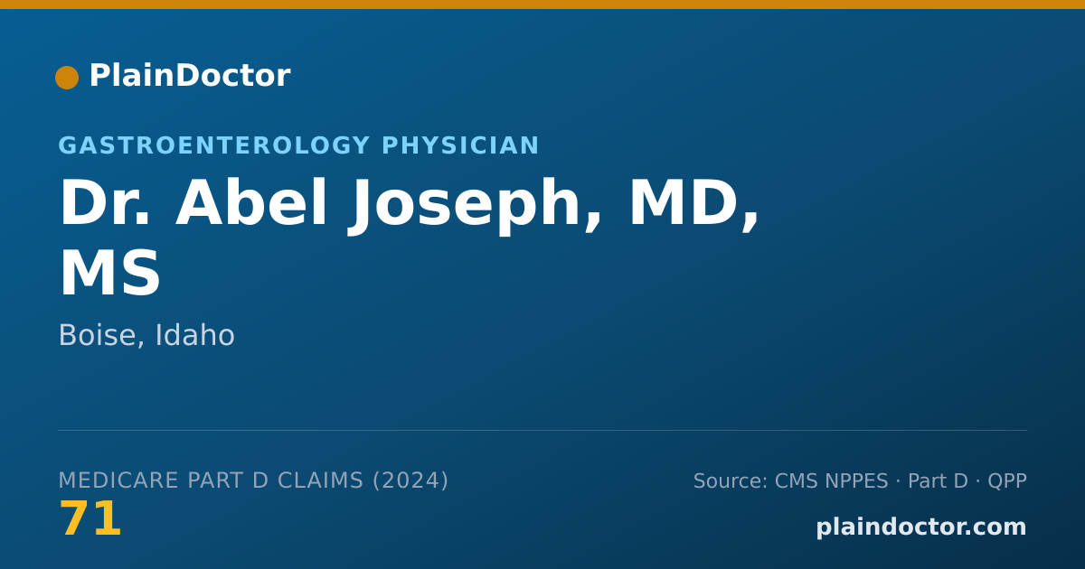 Shareable card for Abel Joseph, MD, MS - Gastroenterology Physician, Boise, ID