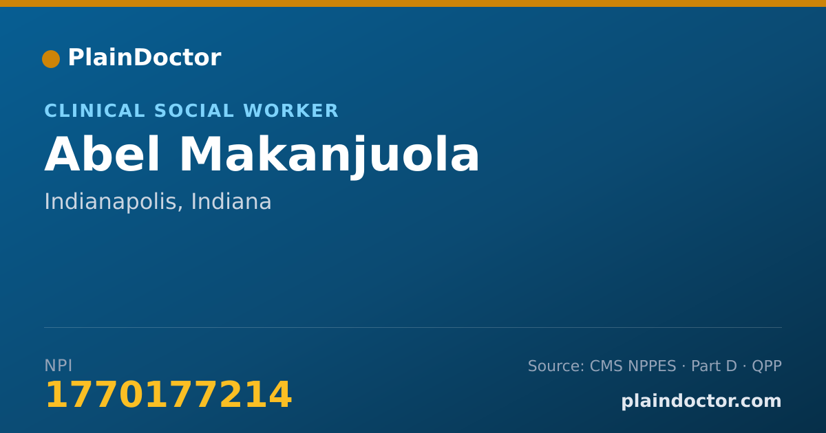 Shareable card for Abel Makanjuola - Clinical Social Worker, Indianapolis, IN
