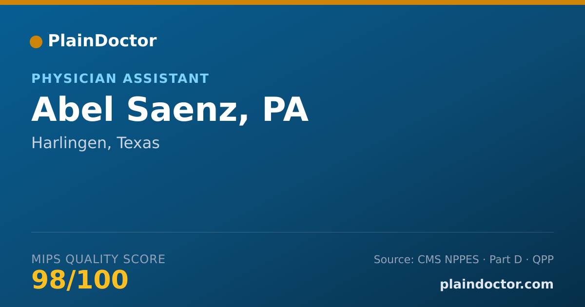 Shareable card for Abel Saenz, PA - Physician Assistant, Harlingen, TX