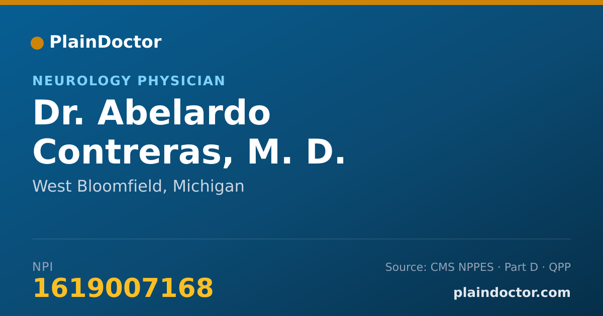 Shareable card for Abelardo Contreras, M. D. - Neurology Physician, West Bloomfield, MI