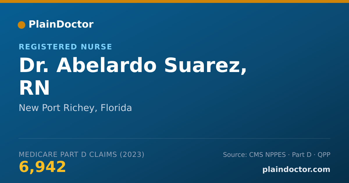 Shareable card for Abelardo Suarez, RN - Registered Nurse, New Port Richey, FL