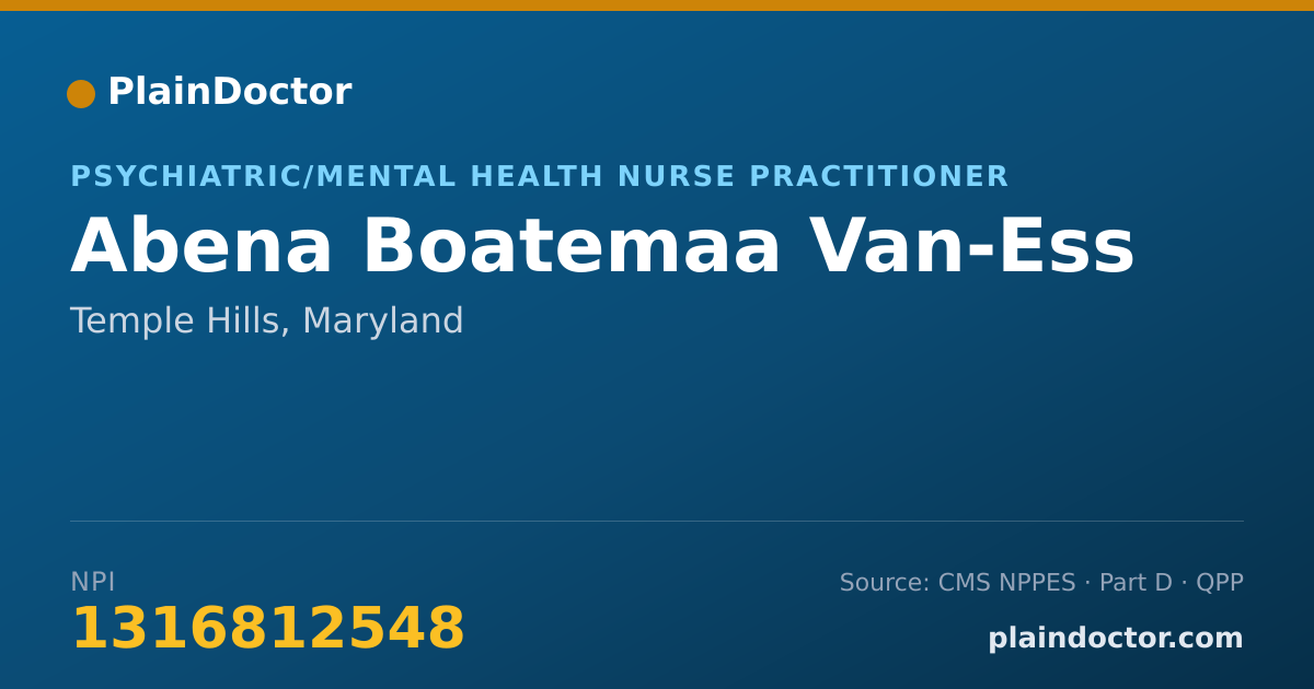 Shareable card for Abena Boatemaa Van-Ess - Psychiatric/Mental Health Nurse Practitioner, Temple Hills, MD