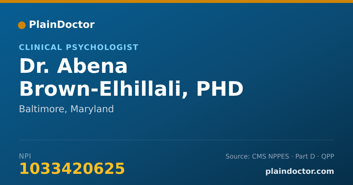 Shareable card for Abena Brown-Elhillali, PHD - Clinical Psychologist, Baltimore, MD