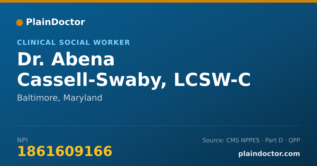 Shareable card for Abena Cassell-Swaby, LCSW-C - Clinical Social Worker, Baltimore, MD