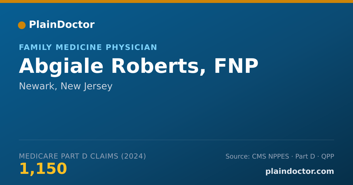 Shareable card for Abgiale Roberts, FNP - Family Medicine Physician, Newark, NJ