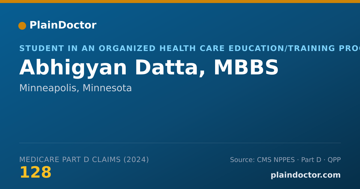 Shareable card for Abhigyan Datta, MBBS - Student in an Organized Health Care Education/Training Program, Minneapolis, MN