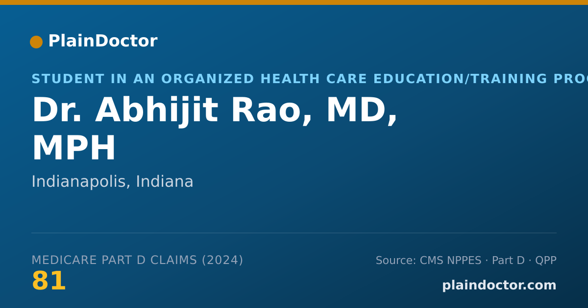 Shareable card for Abhijit Rao, MD, MPH - Student in an Organized Health Care Education/Training Program, Indianapolis, IN