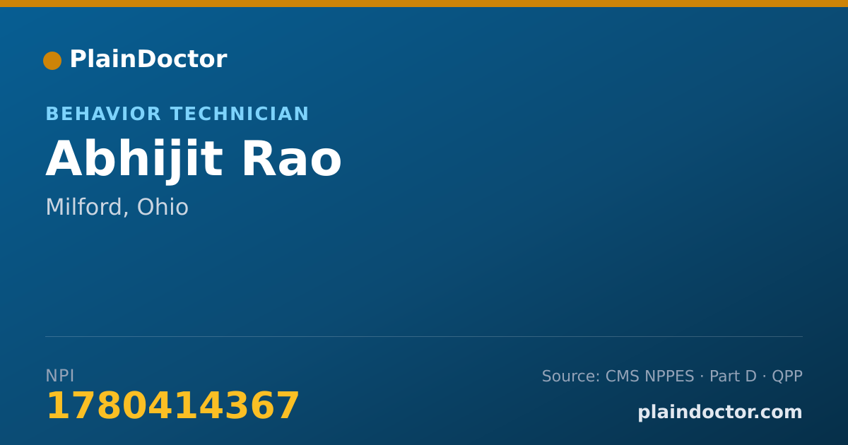 Shareable card for Abhijit Rao - Behavior Technician, Milford, OH